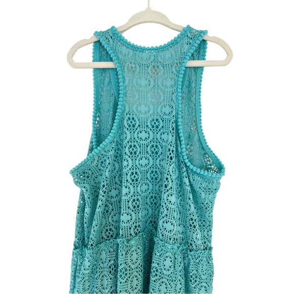 (NWOT) Cat & Jack Bathing Suit Cover Up Dress, Turquoise Lace | Girls L (10/12) - Picture 5 of 6